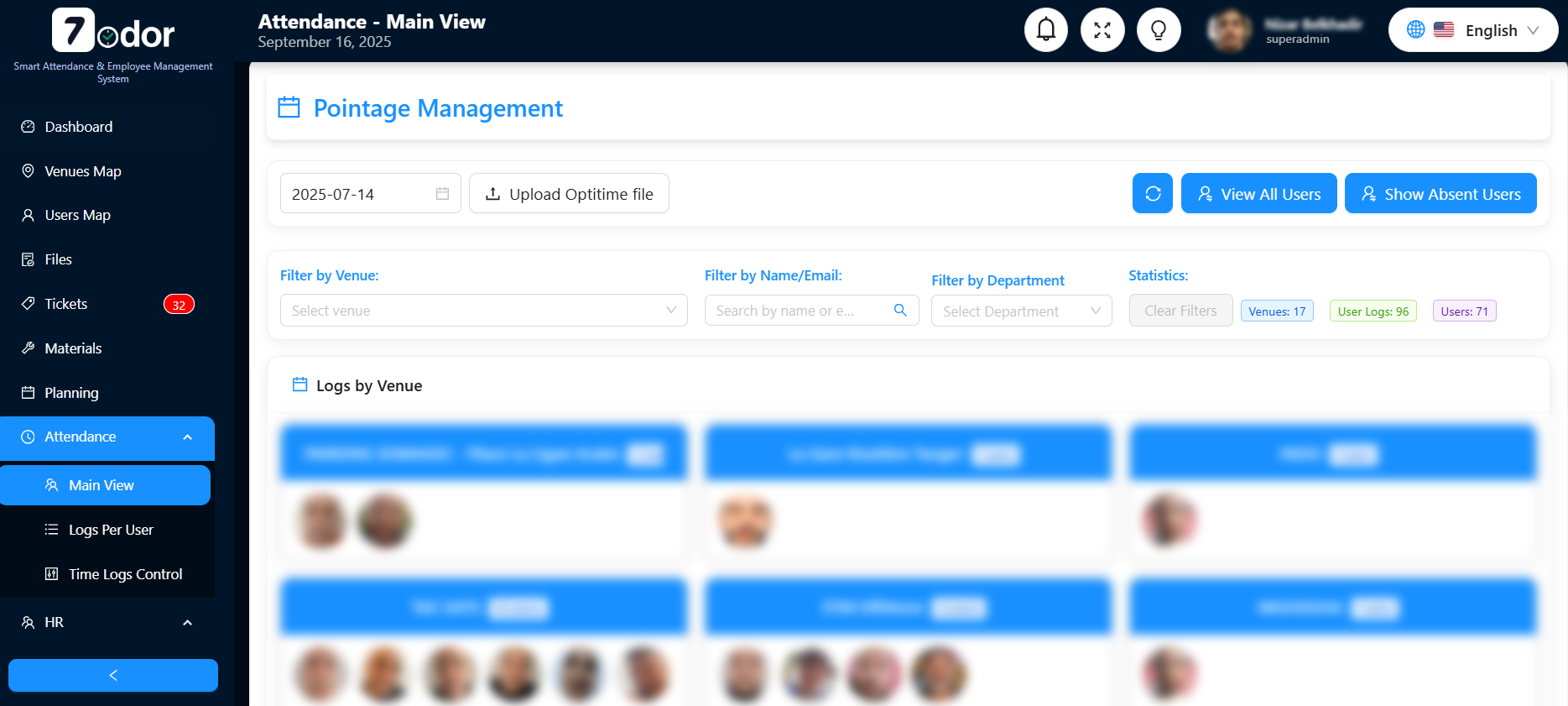 Main Dashboard View
